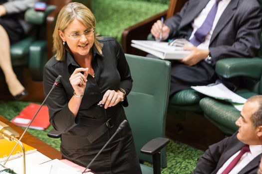 MELBOURNE/AUSTRALIA - FEBRUARY 9: The Minister for Public Transport answers questions over Train Delays in Question Time, as The Victorian Parliament resumes in 2016