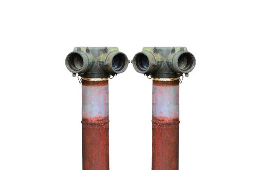 Two red fire hydrant on white background