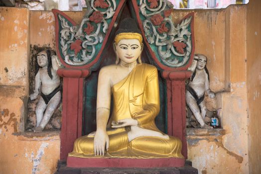 Buddha image at The Wut Tite Kyoung Par Yi Yat Ti Sar Thin Tite Buddhist temple in Myeik, Tanintharyi Region, Southern Myanmar