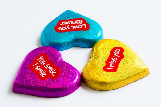 Chocolate wrapper  on Valentine's Day,colorful chocolate heart