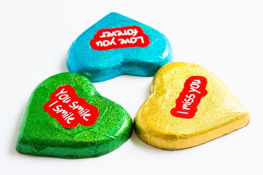 Chocolate wrapper  on Valentine's Day,colorful chocolate heart