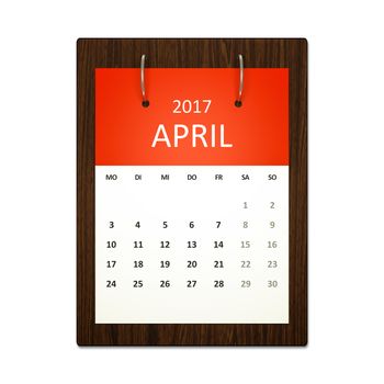 An image of a german calendar for event planning 2017 april