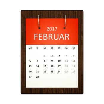 An image of a german calendar for event planning 2017 february