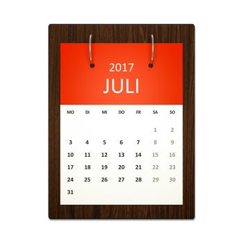 An image of a german calendar for event planning 2017 july