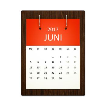 An image of a german calendar for event planning 2017 june
