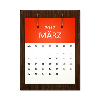 An image of a german calendar for event planning 2017 march