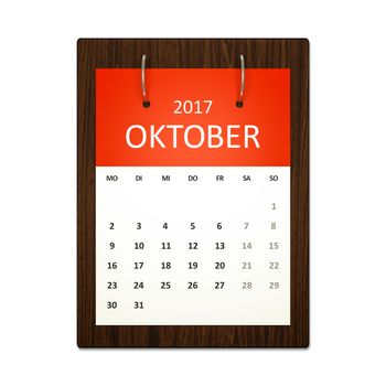 An image of a german calendar for event planning 2017 october