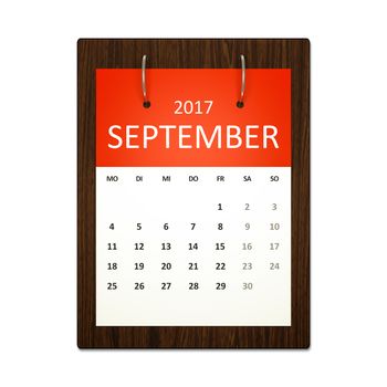 An image of a german calendar for event planning 2017 september