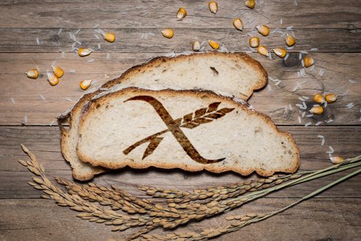 Logo gluten free grigliato su pane