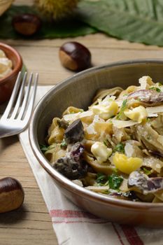 Tagliatelle di castagne con sugo ai funghi porcini