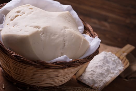 Mother Yeast, Natural Yeast on still life composition with flour and wheat