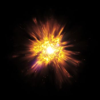 An image of a great explosion with flying sparks