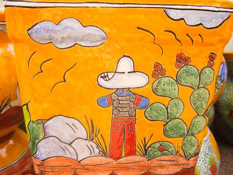 Desert art on Mexican pot