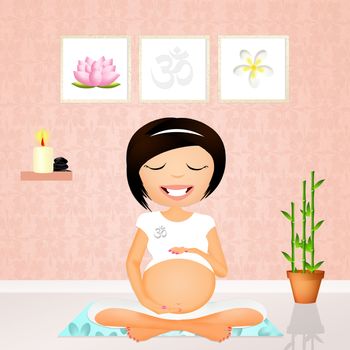 illustration of pregnant woman doing yoga