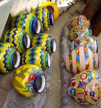 Mexican pots in outdoor market