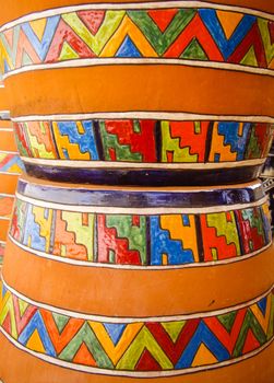 Pots with traditional Mexican designs