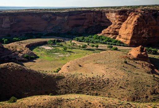 ancient native American trails and dwellings can all be found in Canyon de Chelly National Monument in Arizona.