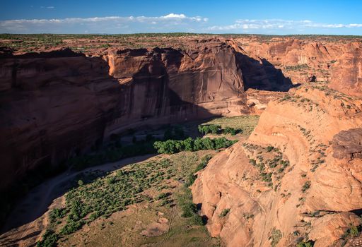 ancient native American trails and dwellings can all be found in Canyon de Chelly National Monument in Arizona.