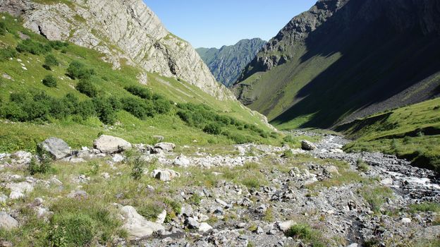 Valley at Greater Caucasus Mountain Range, North Osetia, Russia