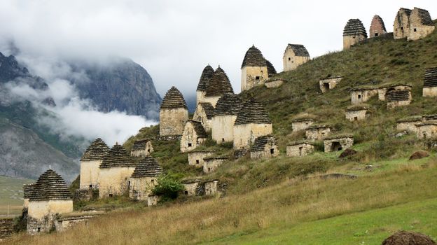 Crypts at hill neat Dargavs village, North Osetia, Russia