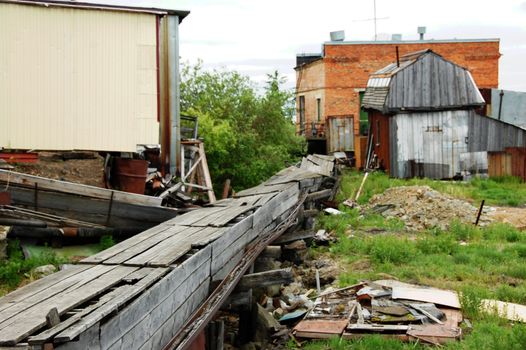 Abandoned water supply town infrastructure, Kolyma region, Chersky town, Yakutia, Russia