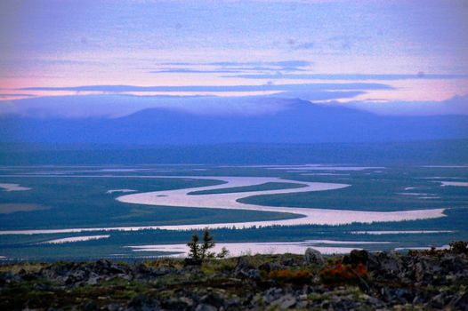 Kolyma river at tundra area, Yakutia, Russia