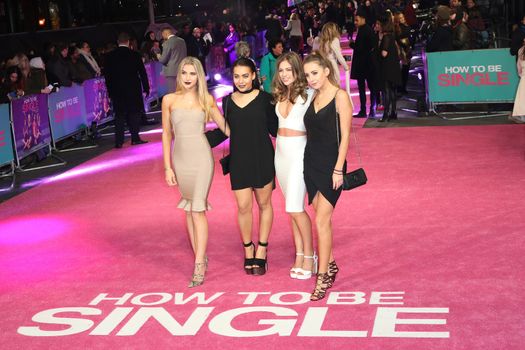 UK, London: Sweet Riot, Paige,Megan,Faye, Steph pictured at How to be single European film premiere at Leicester Square, London on February 9, 2016.