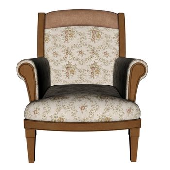 Ancient armchair isolated in white background - 3D render