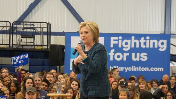 USA, Portsmouth: Hillary Clinton addresses supporters during a campaign event in Portsmouth, New Hampshire on February 6, 2016. Despite her efforts, Clinton would subsequently lose the New Hampshire primary to Democratic opponent Bernie Sanders on February 9.