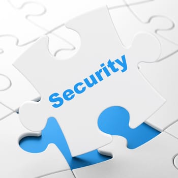 Privacy concept: Security on White puzzle pieces background, 3d render