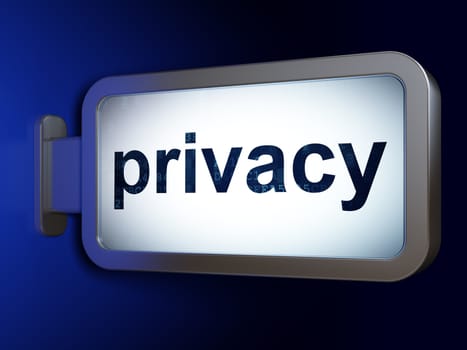 Security concept: Privacy on advertising billboard background, 3d render