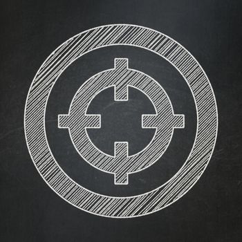 Finance concept: Target icon on Black chalkboard background