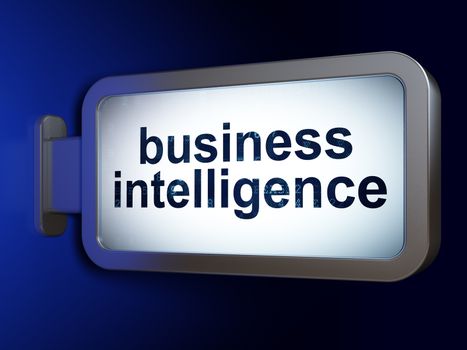 Finance concept: Business Intelligence on advertising billboard background, 3d render