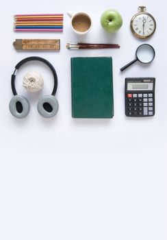 Various stationery objects with background space 