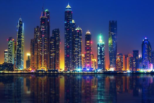 View of Dubai by night, UAE