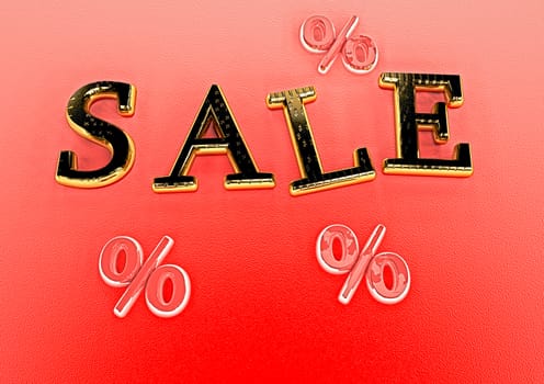 Dimensional inscription of SALE and percents near it.