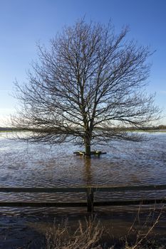 Flooded farmland in North Yorkshire in the northeast of England.