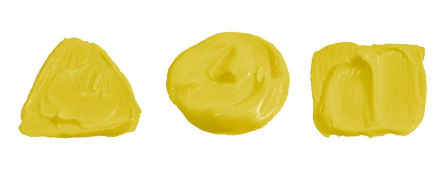 Yellow color paint isolated on white with clipping path