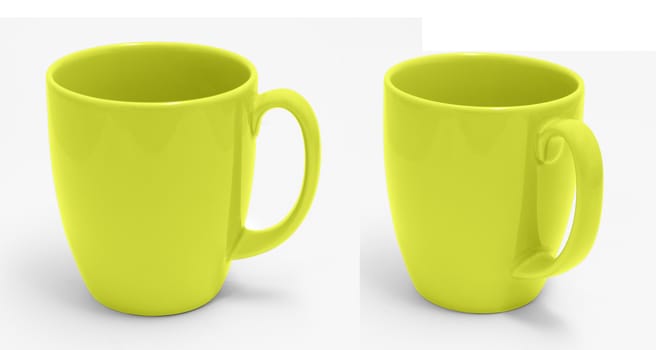 Yellow Cup isolate on White With Clipping Path