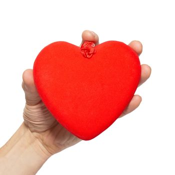 Big valentine heart in a hand.