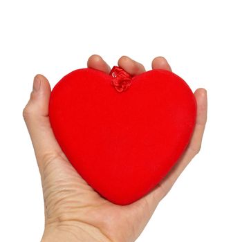 Big valentine heart in a hand.