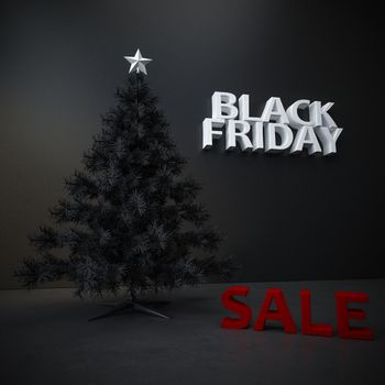 Black friday christmas tree background