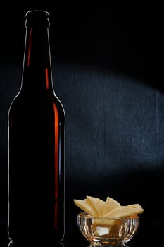 Beer bottle brown  cheese slices black