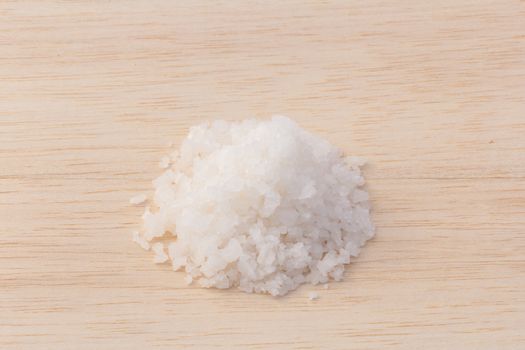 salt crystal on wood background