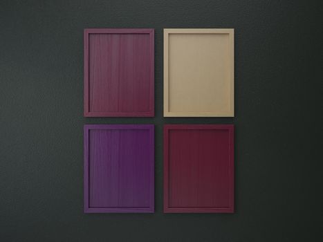 blank frame on interior wall green and purple tone color