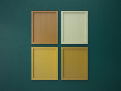 blank frame on interior wall green and orange tone color