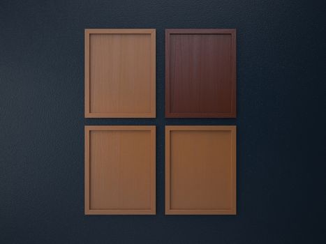 blank frame on interior wall brown and darkblue tone color