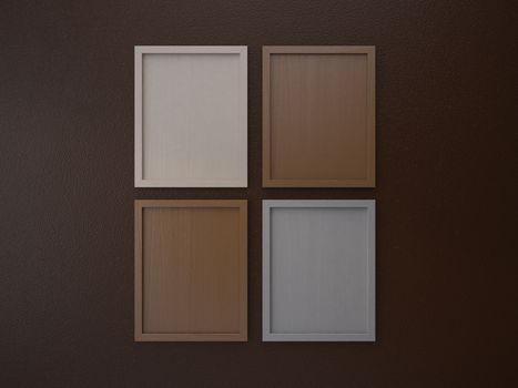 blank frame on interior wall coffee brown tone color