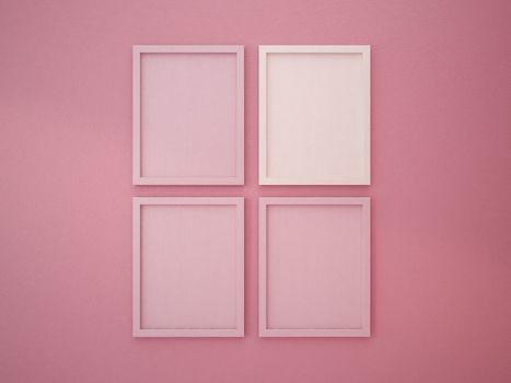 blank frame on interior wall pink tone color