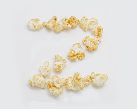 pop corn forming letter Z isolated on white background